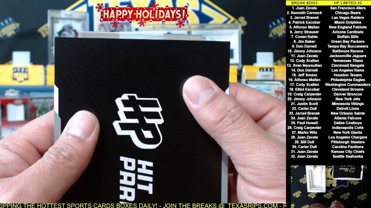 BREAK #2053 - FULL CASE HIT PARADE 2025 SERIES 20 LIMITED AUTOGRAPHED FOOTBALL CARDS
