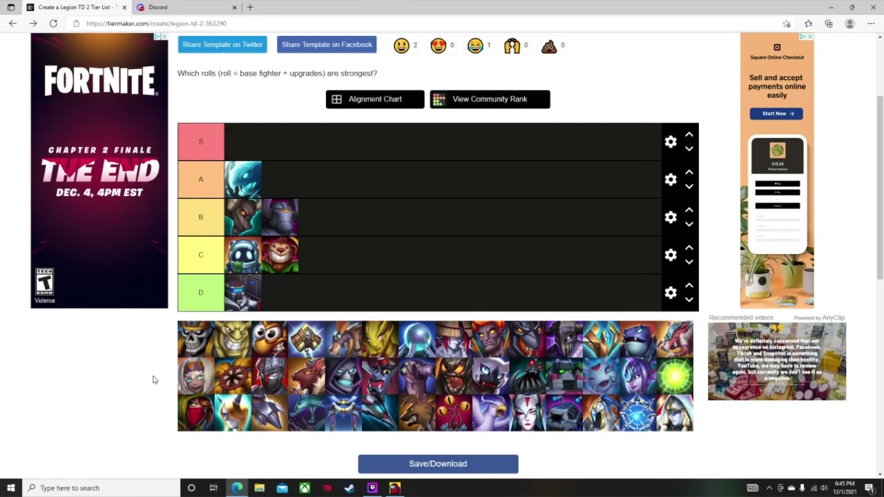 Legion TD 2 Tier List