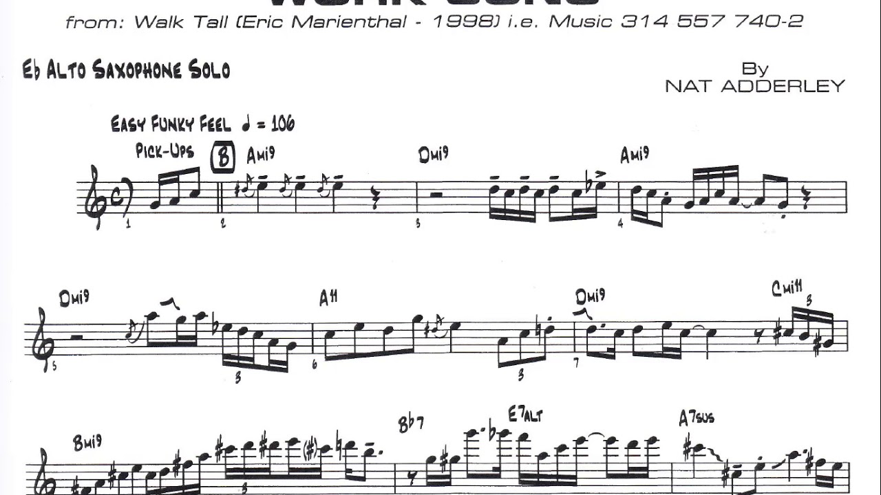 *Eric Marienthal Alto Sax Solo - Transcription Work song*