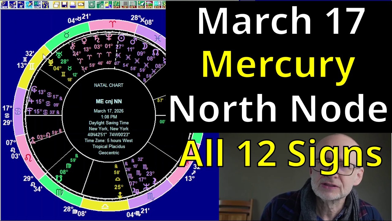 Tue Mar 17 2026 astrology, ALL 12 SIGNS, Mercury conj. Node