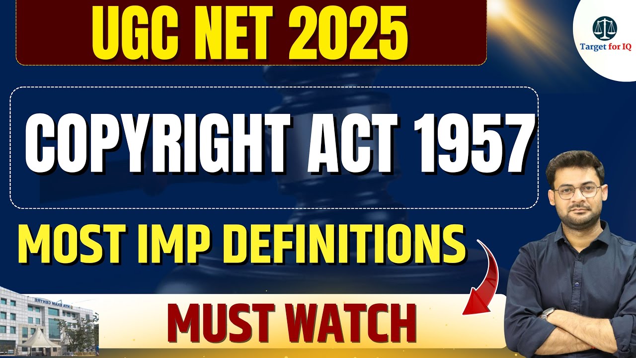 UGC NET 2025 | Unit 10 IPR | Copyright Act 1957 | Target for IQ #targetforiq #ugcnet