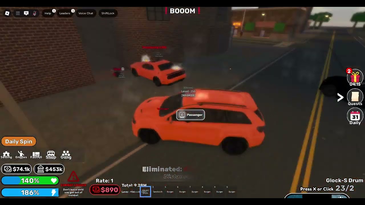 #4 GlockS DRUM go dumb!   #roblox#robloxhoodgames #viralvideo #fyp#newgameinroblox #dahood