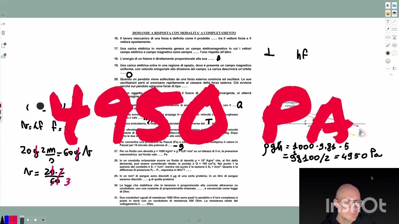 Esame filtro fisica Medicina (1°appello) domande a completamento