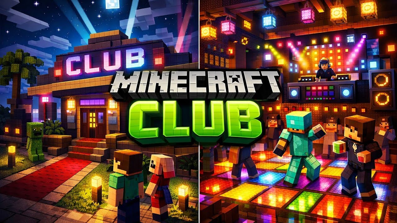 Minecraft club, outside and inside