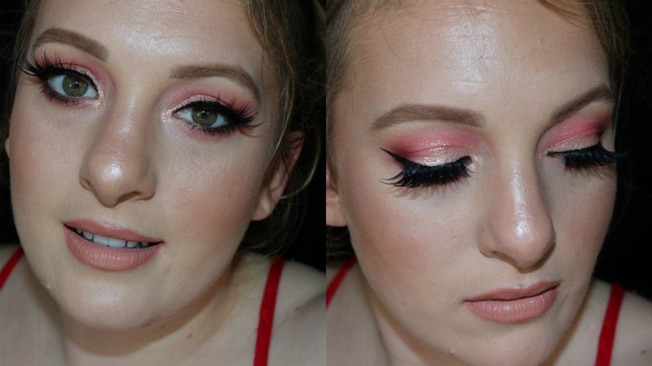 Pink Sparkle Glam makeup tutorial Huda Beauty Sasha lashes