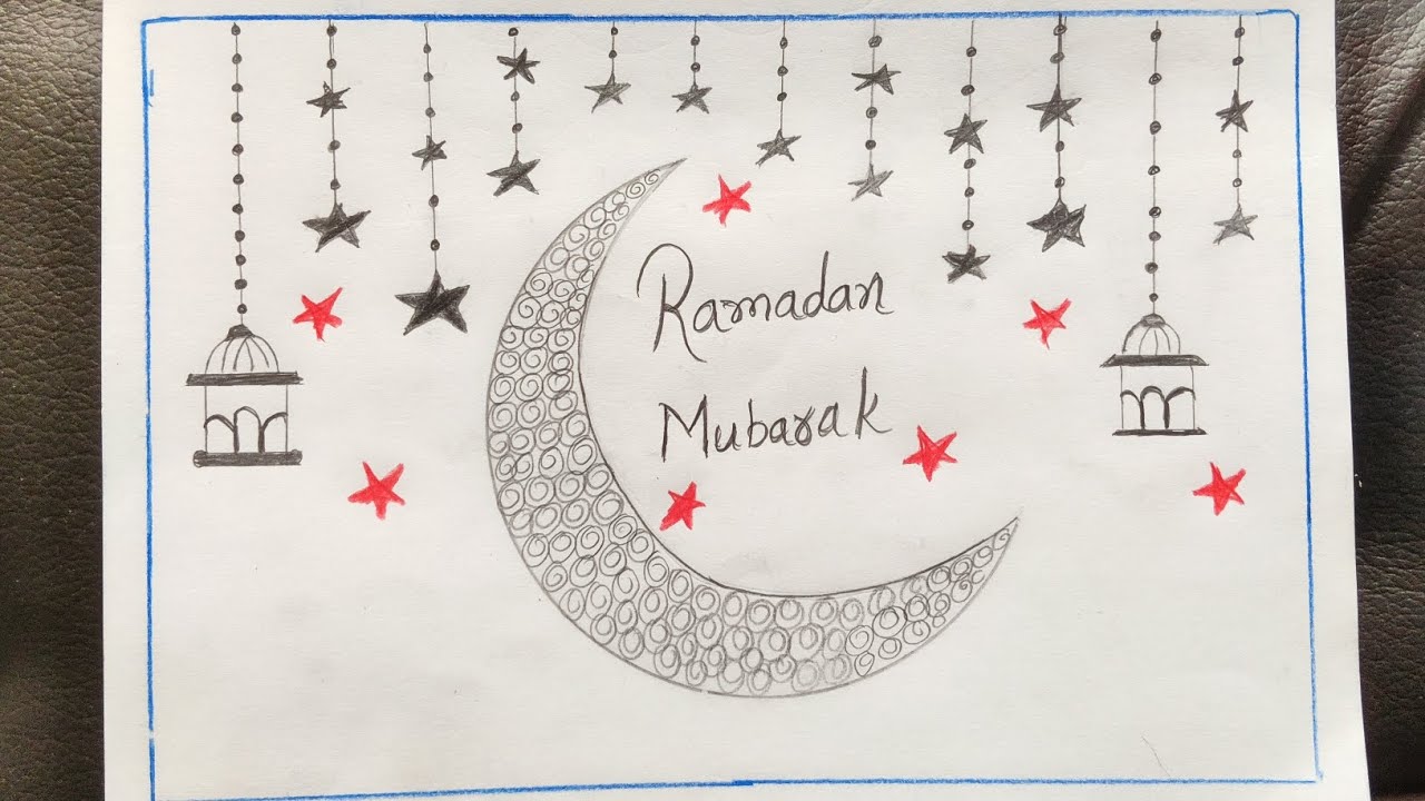 ✨ Ramadan Mubarak Drawing | Easy Ramadan Special Art | Moon & Lantern Drawing Step by Step 🌙⭐