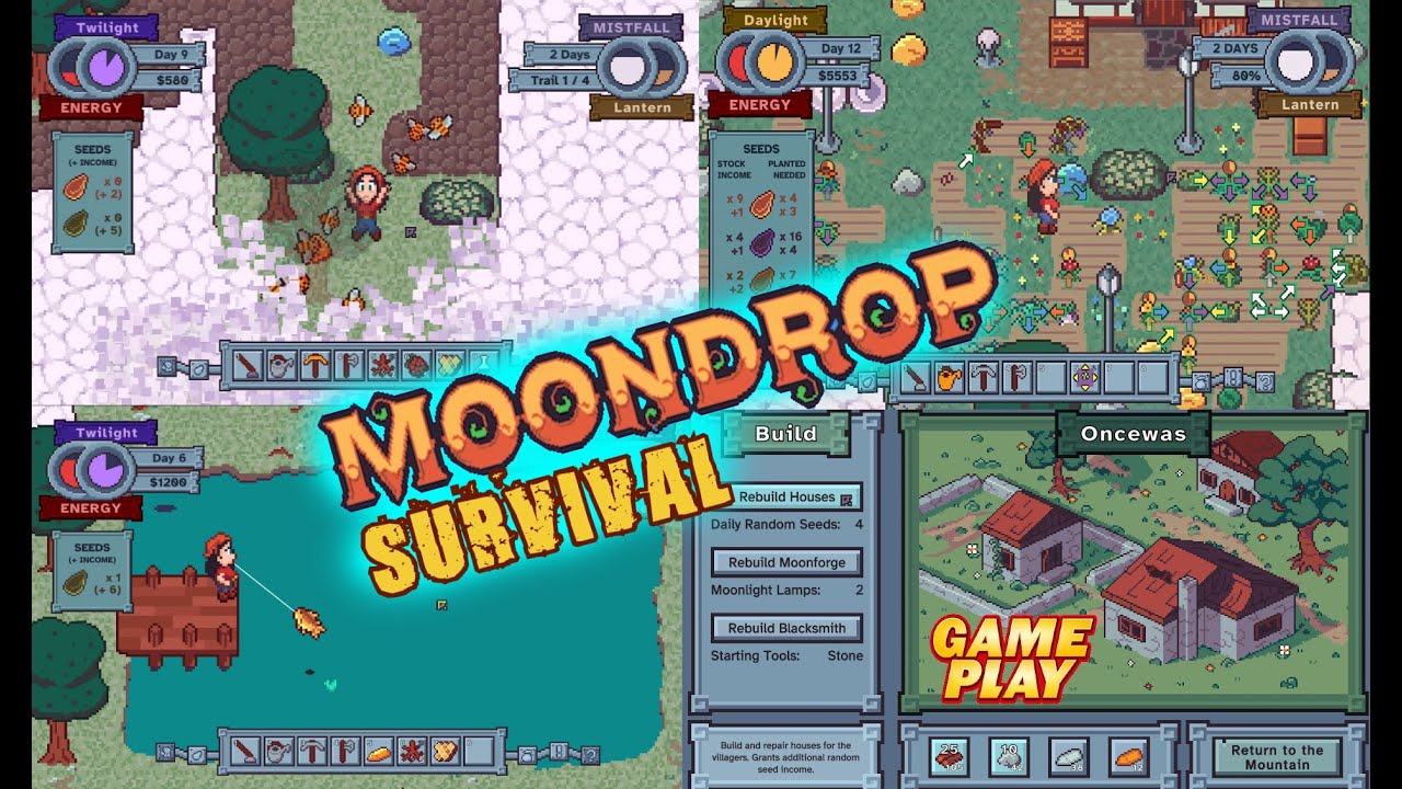 Moondrop ★ Gameplay ★ PC Steam farming survival roguelite game 2022