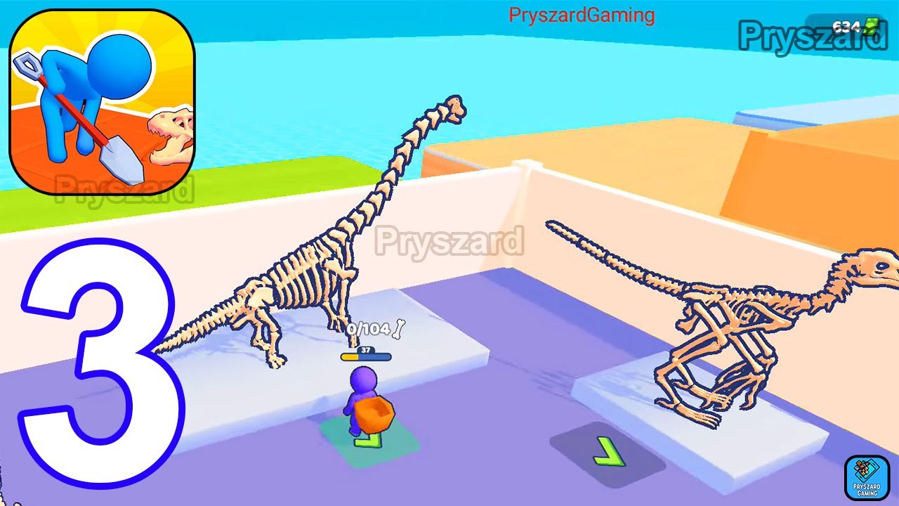 Archaelogist Dig Dinos - Gameplay Walkthrough Part 3 All Dinosaurs Unlocked Max Level (Android)