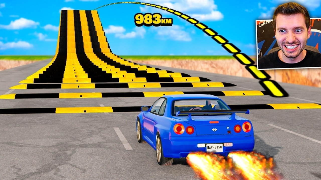 CARRO vs 200 LOMBADAS (s&oacute; que gigante) no BeamNG Drive!