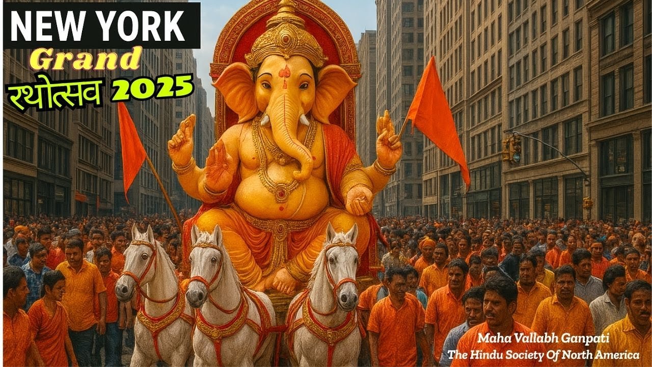 Grand Ganesh Rathotsav! Ganpati Rath Yatra Flushing New York 2025