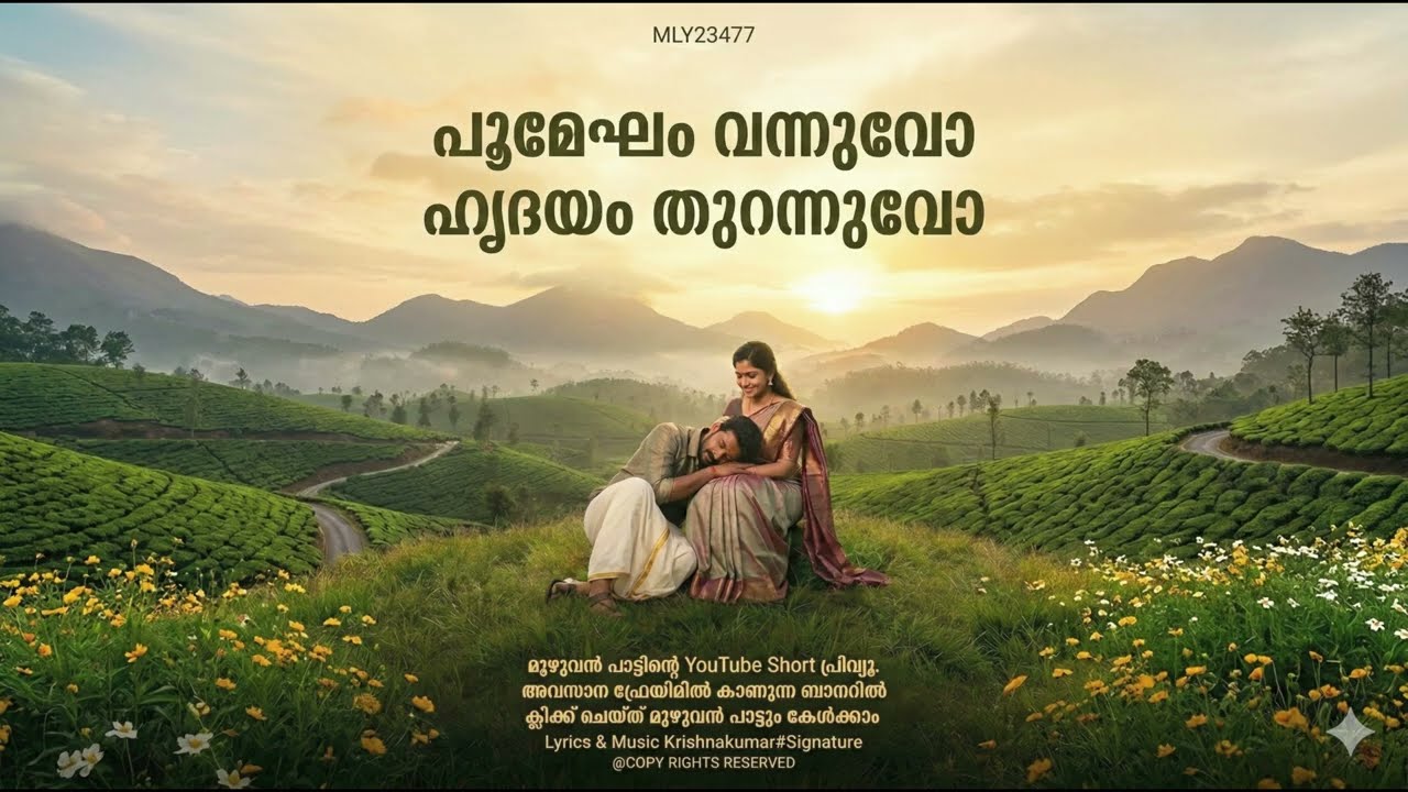 പൂമേഘം തൊട്ട നിമിഷം   ഹൃദയം തുറന്നുപോയി-മനോഹരമായ ഒരു പ്രണയ ഗാനം, കേട്ടിട്ട് പോകരുത്.-MLY23477