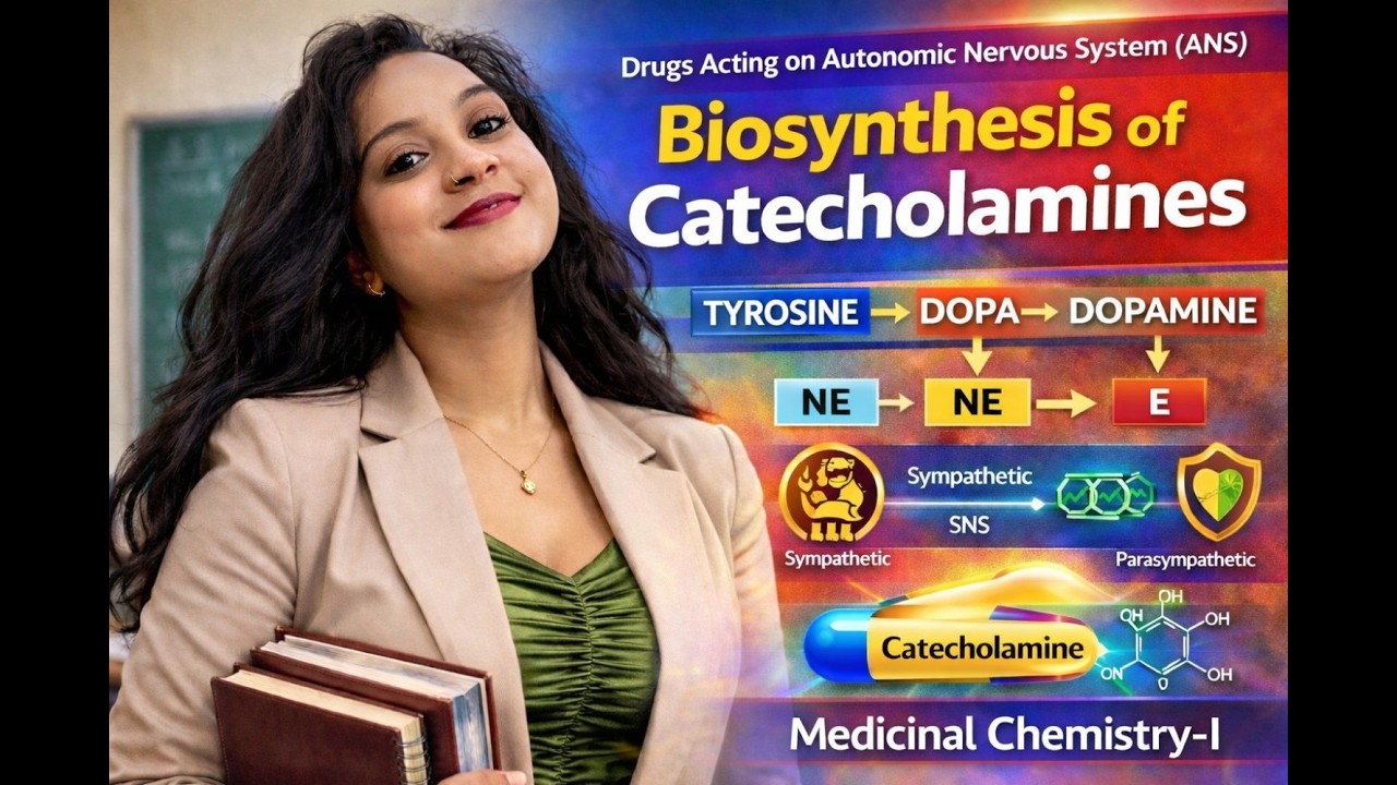 🔥Biosynthesis of Catecholamines-Step by step | Drugs acting on ANS | Med Chem-I | B.Pharm Sem-IV