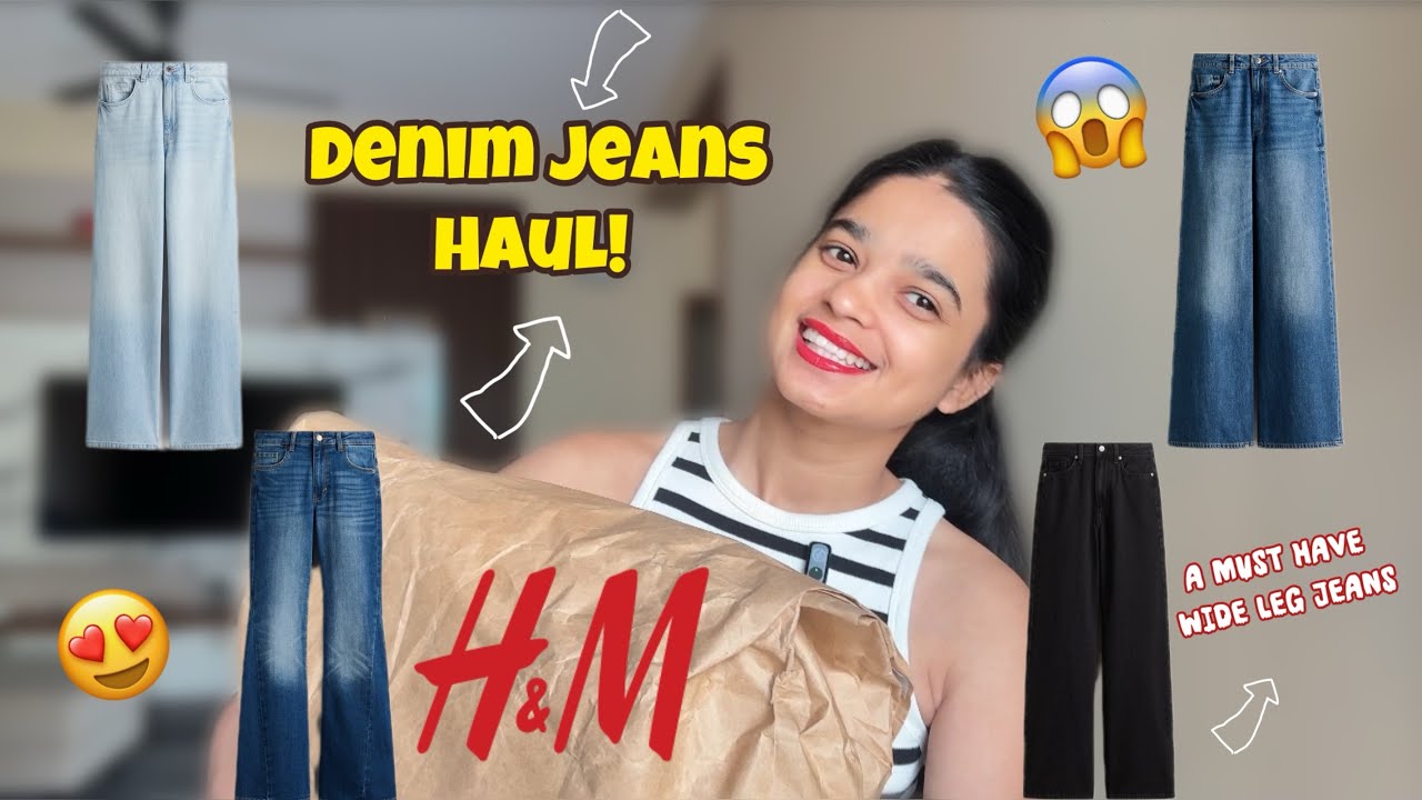 H&M Denim jeans haul 😍,  A must have wide leg jeans 👖 , || Spandana Shree || #fashion #haul #jeans 