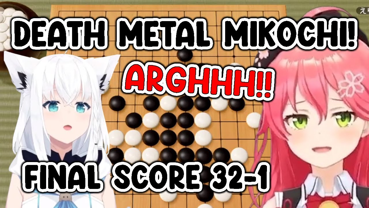 Miko can't stop screaming every time she loses to Fubuki in Gomokunarabe
