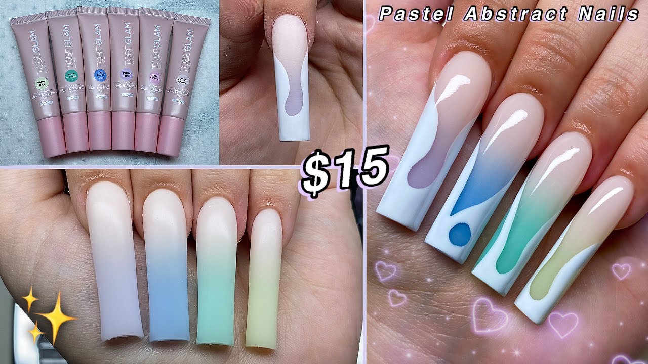 TRYING A $15 PASTEL POLYGEL KIT FROM AMAZON! ABSTRACT NAIL ART DESIGN + HOW TO OMBRE | Nail Tutorial