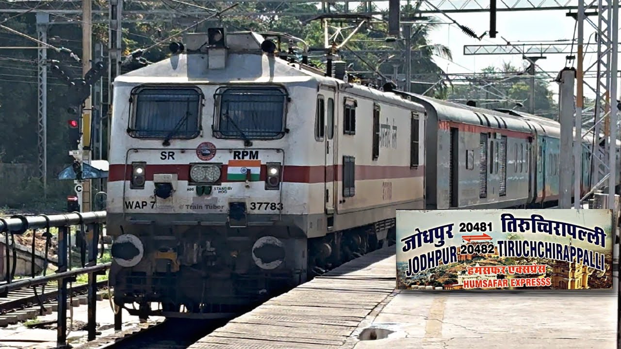 CHENNAI EGMORE To TRICHY By Humsafar Express | High Speed Crossings & Overtakes | 20481 | HD