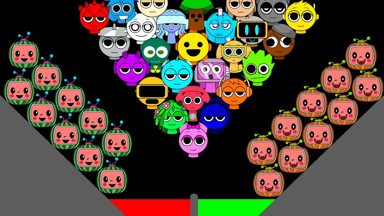NEW SPRUNKI COCOMELON Phase 1 VS Phase 2 VS SPRUNKI Marble Race Tournament in Algodoo!