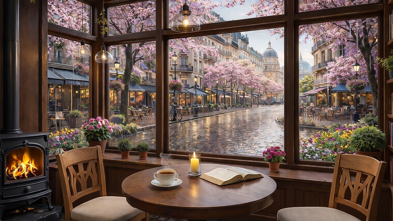 March Spring Jazz at Cozy Coffee Porch Ambience 🌸 Soft Jazz Background Music for Relax, Work & Study