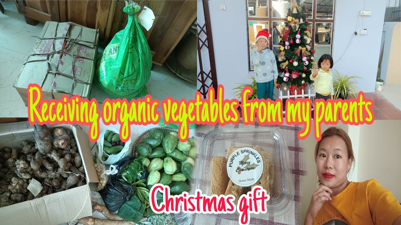 Unboxing organic vegetables sent by my parents 