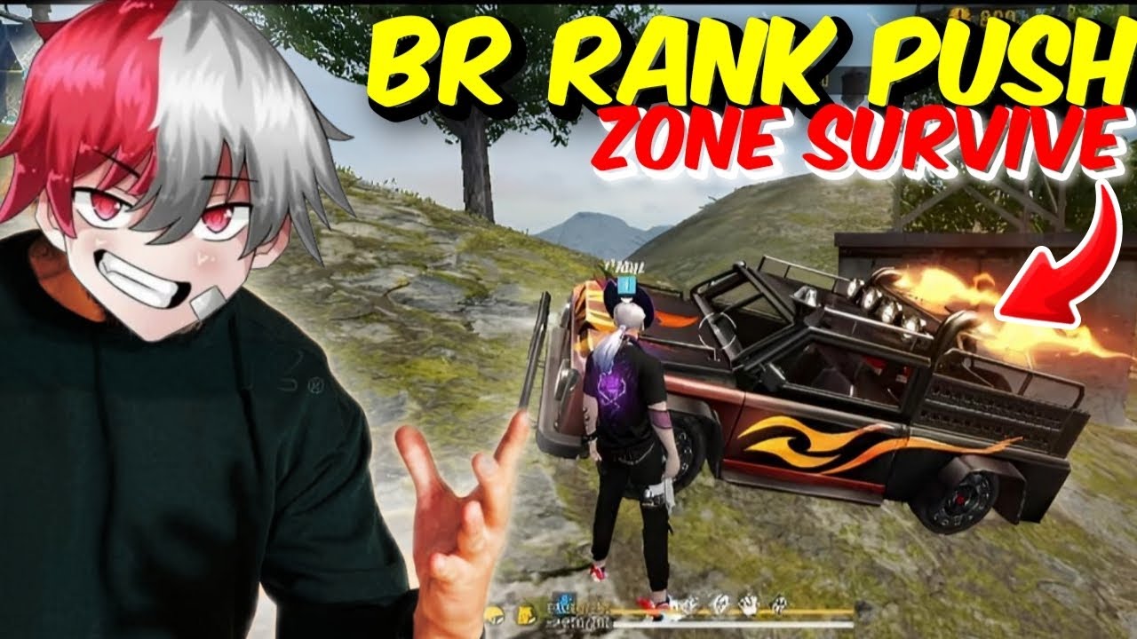 BR RANK PUSH ZONE SURVIVE WITH CAR #brrankpush #freefire 