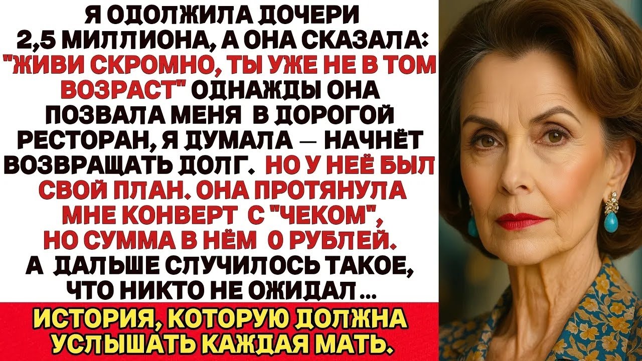 Я одолжила дочери 2,5 миллиона, а когда попросила вернуть мои сбережения, она накричала на меня