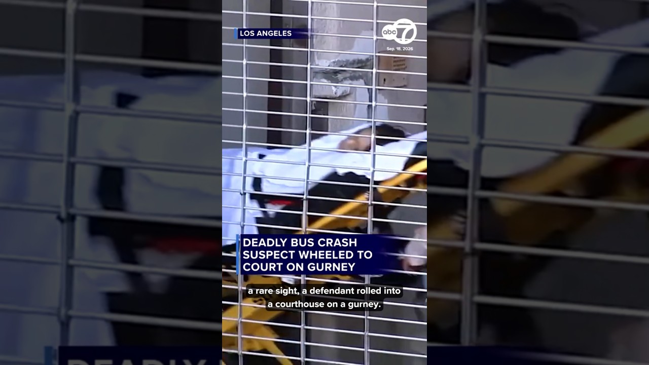 Deadly bus crash suspect wheeled to court on gurney