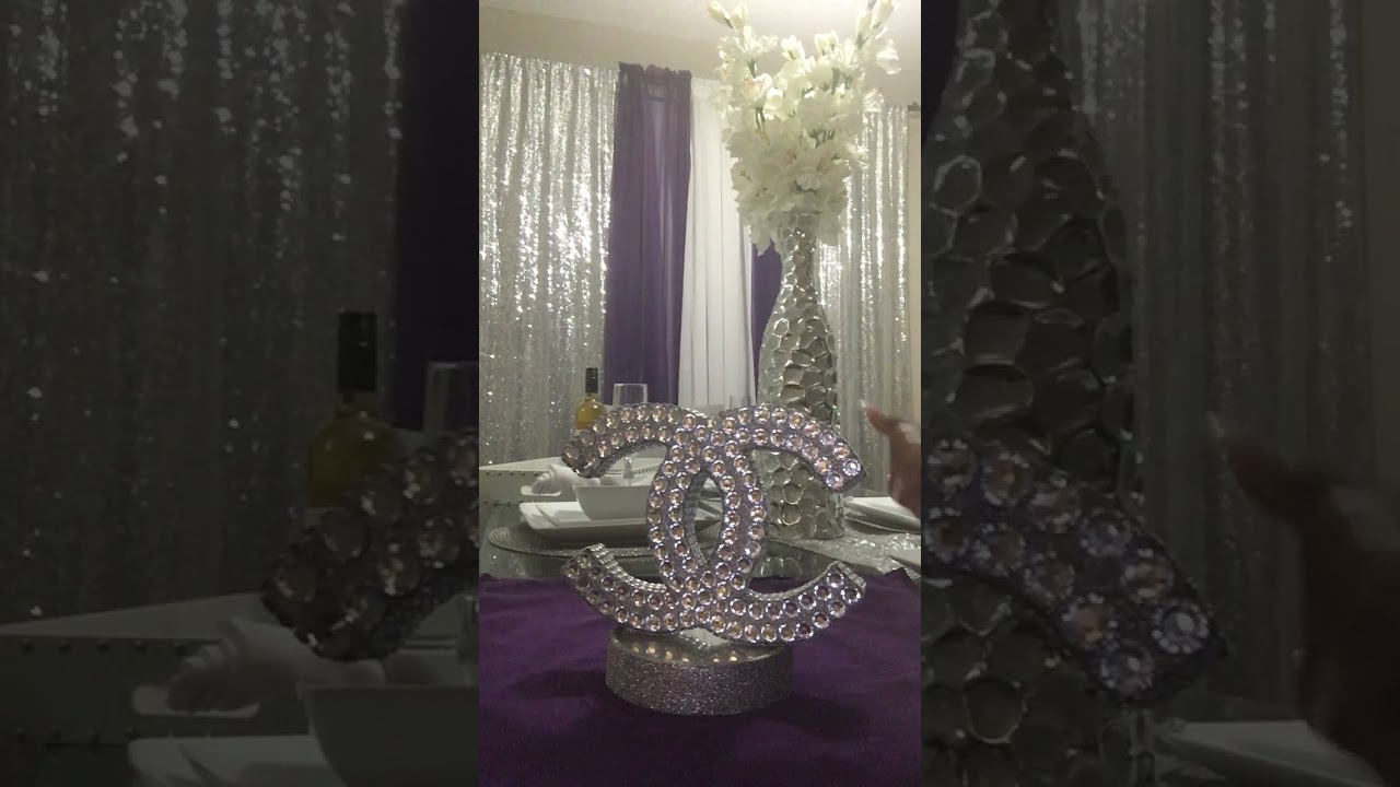 DIY Chanel inspired lamp made with foam board from Dollar tree