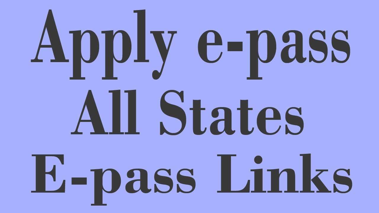 Apply Epass For All States Online In India