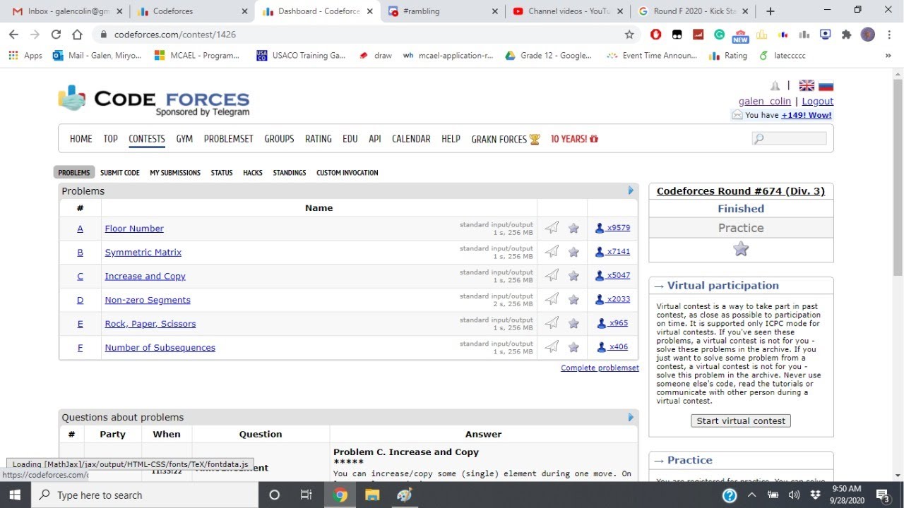 Google Kick Start Round F & Codeforces Round 674 (Div. 3) - Stream + All Solutions