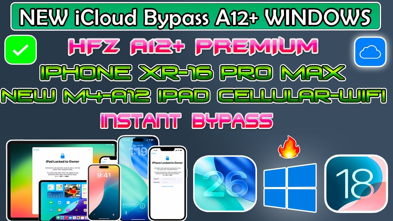 🔥😍 НОВЫЙ HFZ-активатор A12+ Premium Windows iCloud Bypass iPhone XS -16 Pro Max /iPad A12-M4 iOS ...