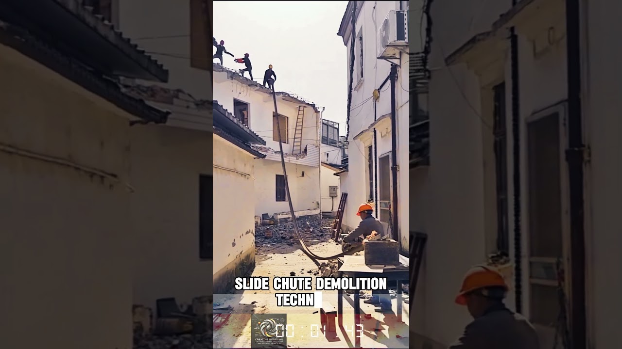 Slide Chute Demolition Technique! Smart Chute System for Easy Roof Tile Removal