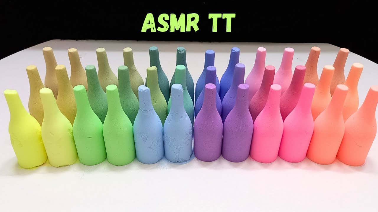 Asmr baking soda crushing rainbow  bottles