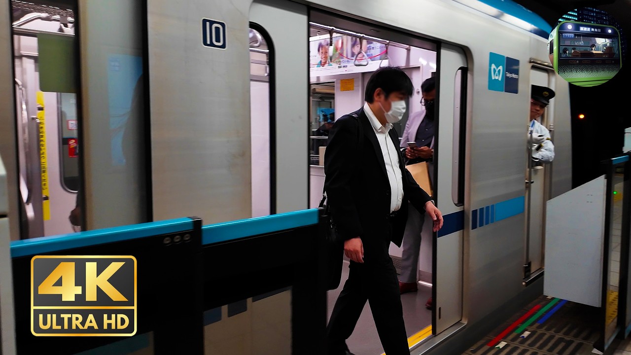 Ryogoku to Nihombashi via Monzen Nakacho  4K 60Fps Tokyo Train Commute