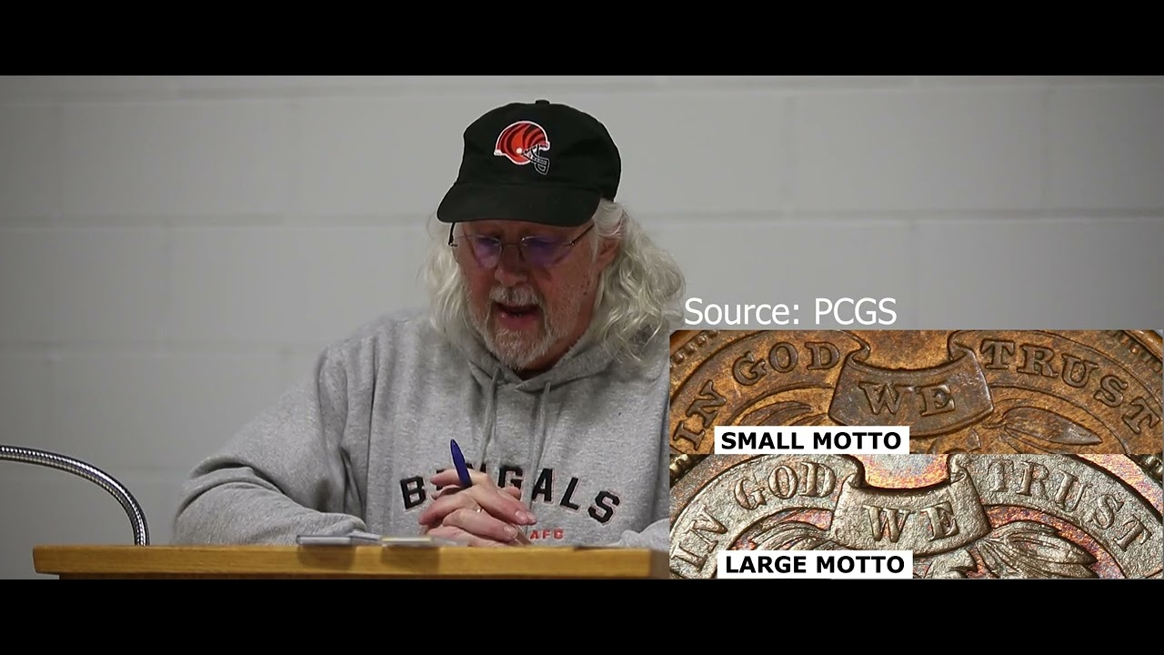 The difference between a small and large motto on a 1864 Two Cent Piece. Chillicothe Coin Club