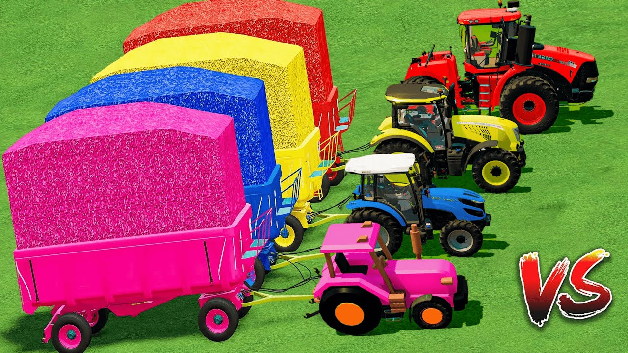 Tractors With COLORS - EXTREME Muddy Parkour VS OVERLOAD Transport Challenge - FS22