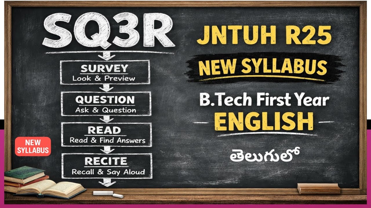 SQ3R Study Method in Telugu I JNTUH New R25 B Tech  English Grammar CE CSE EEE ME ChE IT