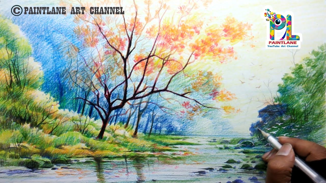 How to draw Scenery of Morning for Beginners with Color Pencils | Step By Step