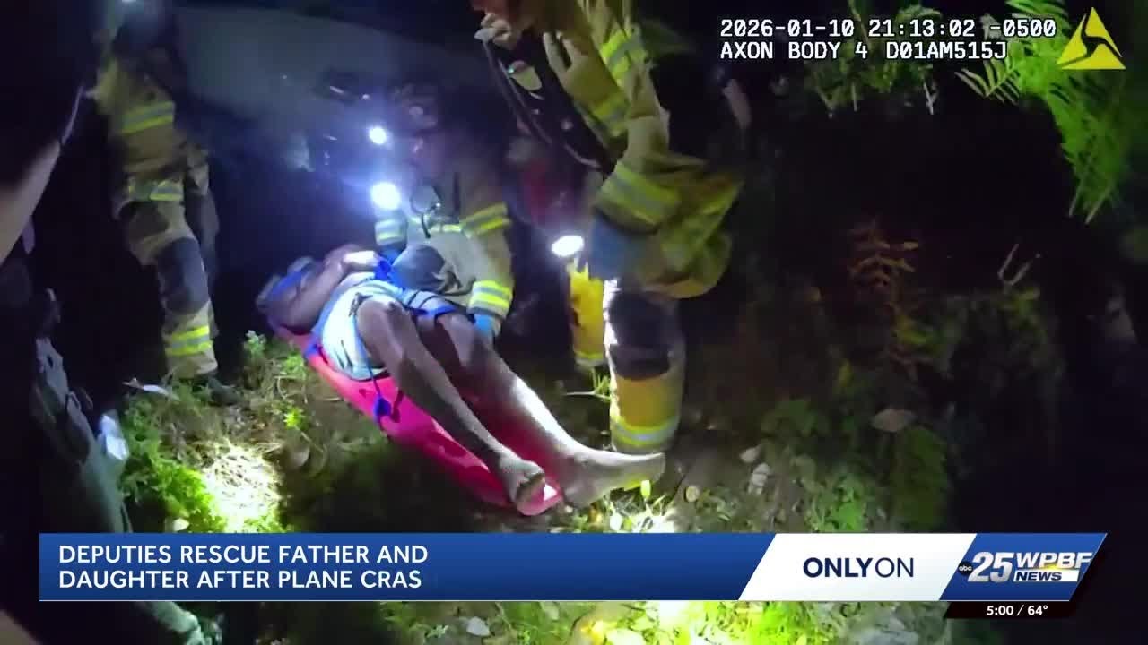 VIDEO: Okeechobee County rescuers navigate dense brush to save father and daughter after plane crash
