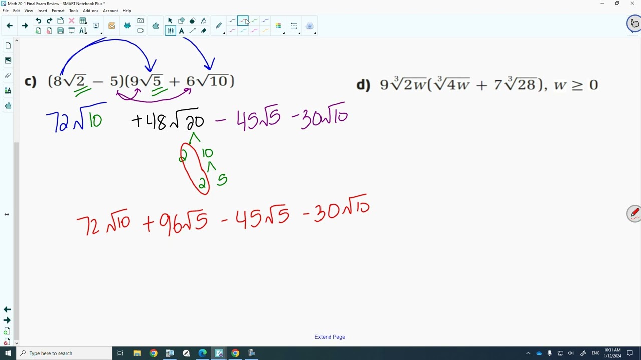 Math 20-1 Final Exam Review (Radicals)