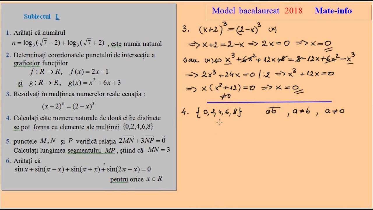 Model oficial Bacalaureat 2018 Matematica (mate-info)
