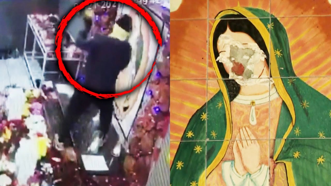 Vandal Smashed Face of Virgin Mary on Church Mural