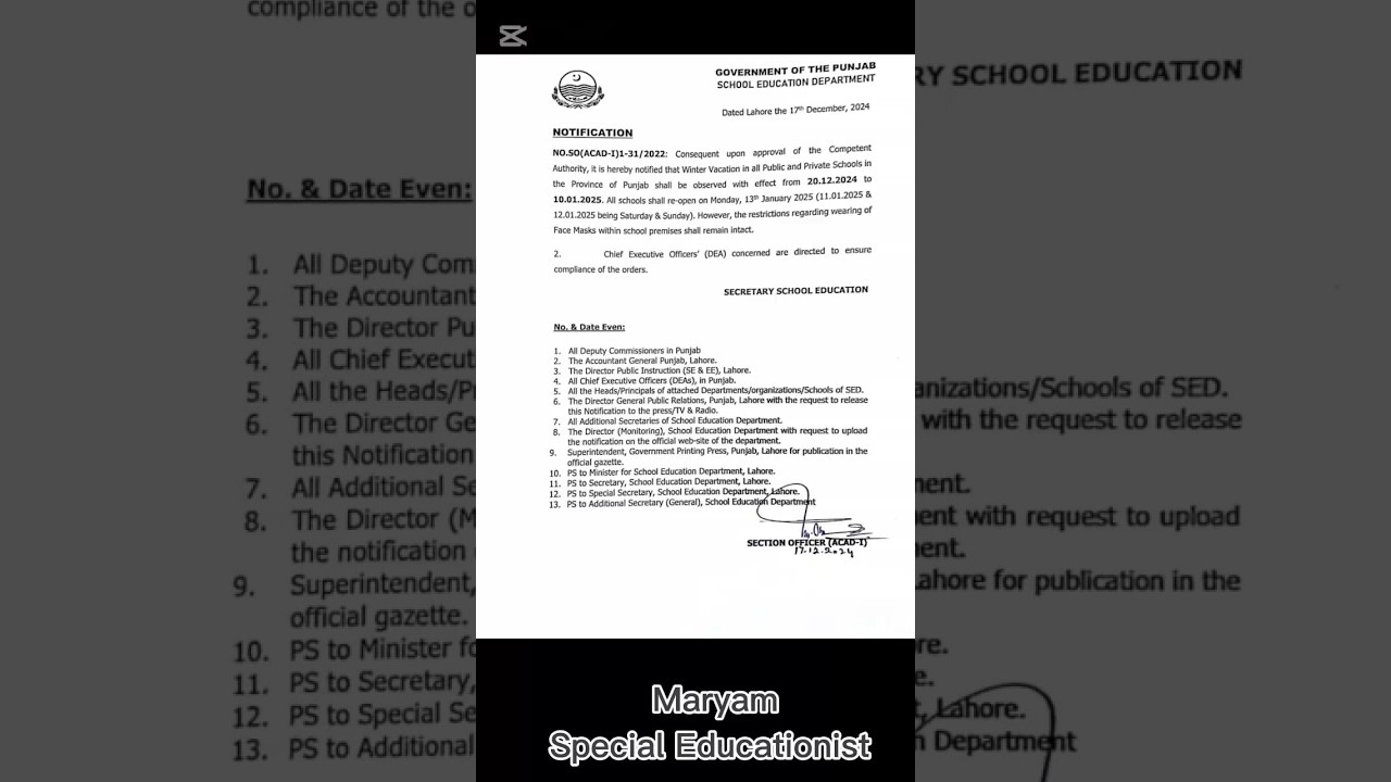 Holidays date finalize 🎊 ❄️☃️ #notification #government #winterholiday #winter #school #takecare ❤️👍