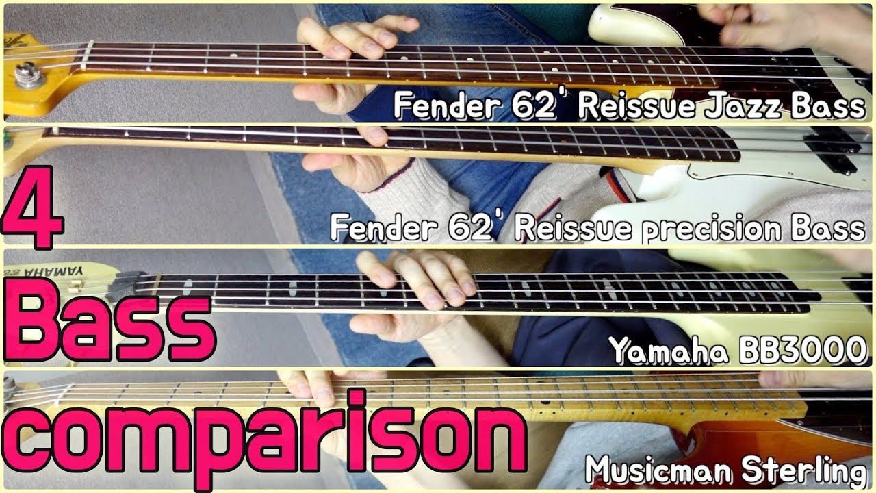 4 Bass comparison (Fender jazz 62'r, precision 63'r, Yamaha bb3000, Musicman sterling)