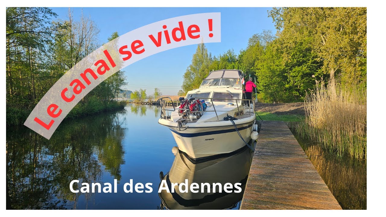 On se réveille sans eau sous le bateau dans le canal des Ardennes ! Dans l'échelle des 26 écluses.