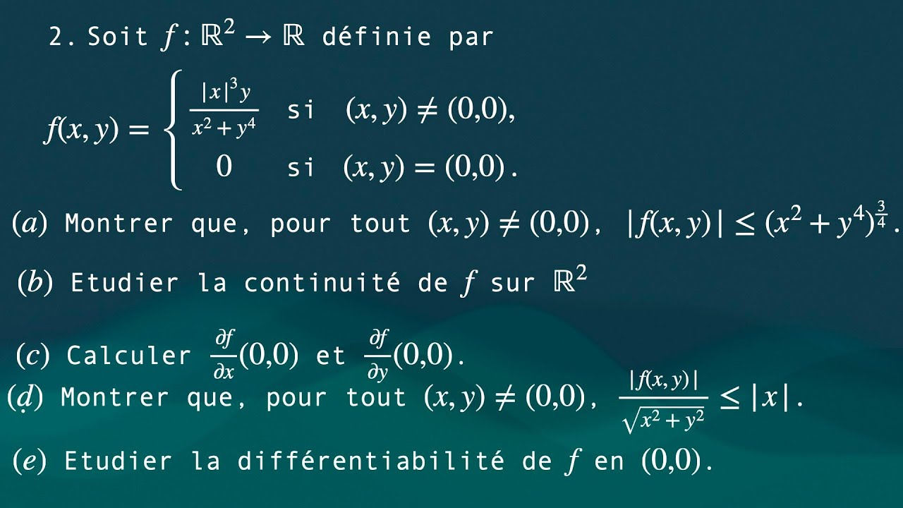 Diff&eacute;rentiabilit&eacute; de  fonctions de deux variables: trois exercices corrig&eacute;s