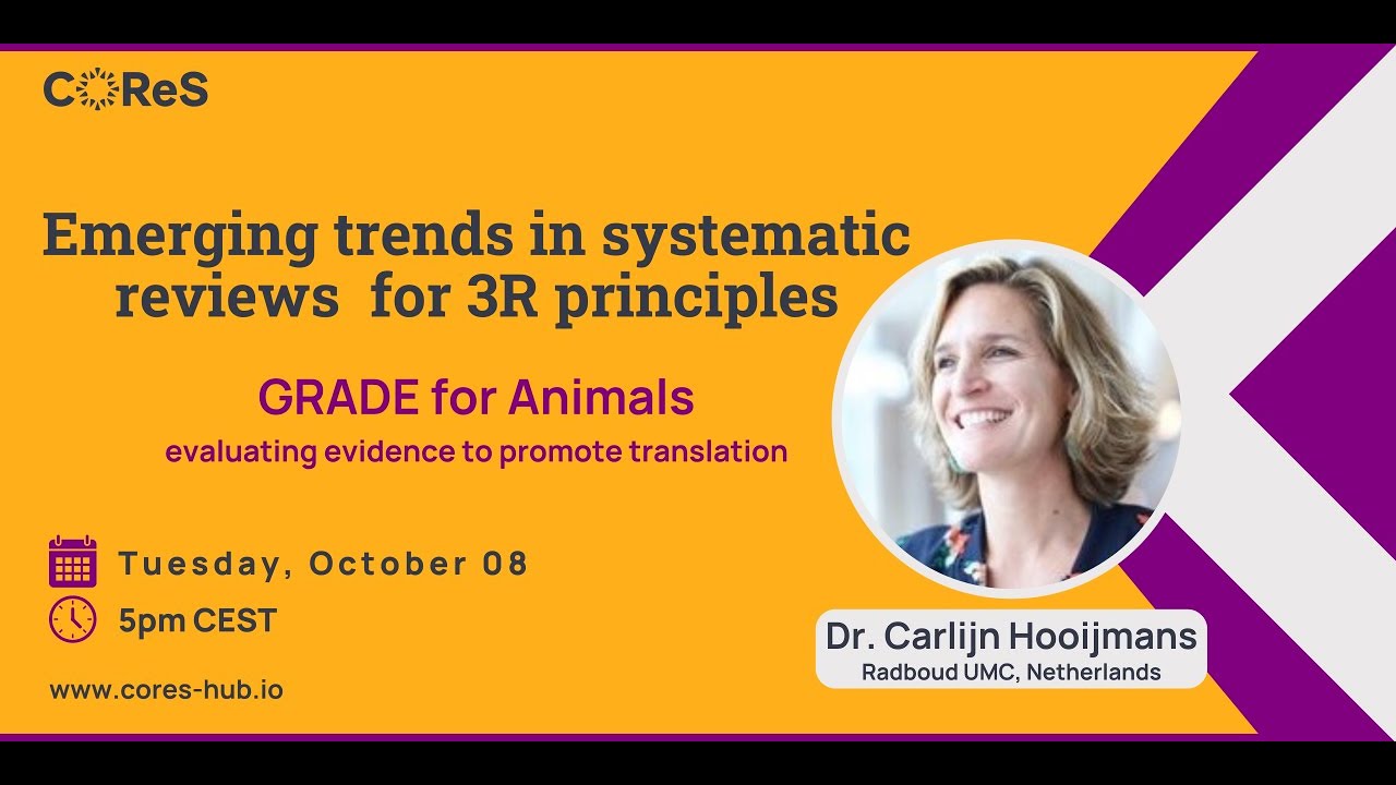 Carlijn Hooijmans: GRADE for Animals: evaluating evidence for translation - COReS Seminar Series
