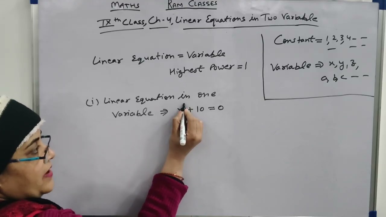 Basic Concepts of Linear eqn in two variable IX class By Tripta Sharma🙂