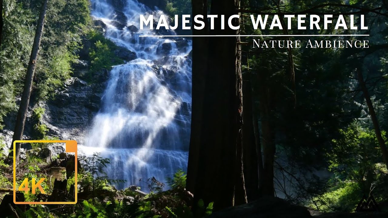 Majestic Mountain Waterfall in 4K - Nature Ambience, White Noise [5 Hours]