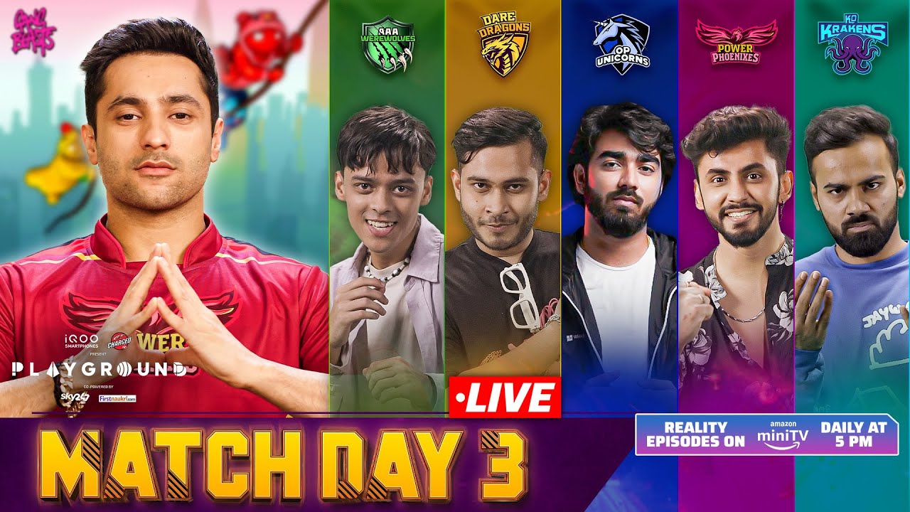PLAYGROUND 2 MATCH DAY 3 LIVE | Ft. Harsh Beniwal, CarryMinati, ScoutOP, Triggered Insaan & Ashish