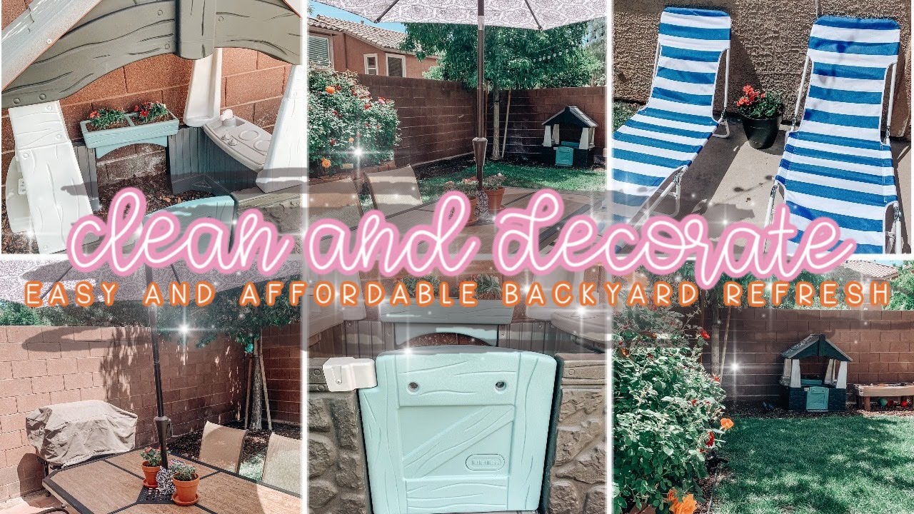CLEAN AND DECORATE WITH ME // Small Backyard Refresh // Easy and Affordable Backyard Makeover